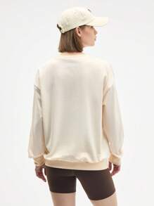 Easify SHEIN Sport Damen Loose Fit Sweatshirt mit Buchstaben-Muster, Rundhalsausschnitt, Langarm