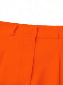SHEIN LUNE Women's Casual Solid Color Wide Leg Pants Fall Cloth For Women - Orange - View 3