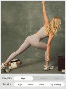 GLOWMODE X Harry Potter FeatherFit™ 柔软弹力吸汗提胸接缝短款可拆卸罩杯工字背心低冲击瑜伽普拉提工作室健身房日常运动服 - 卡其色 - 查看 5