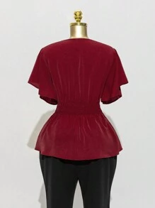 Modelyn Plus Size Casual Solid Color Waist Shirt, Summer