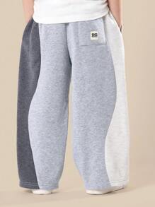 SUMWON Kids Color Block Sweatpants Loose Fit Wear Casual Jogger Bottoms Everyday Comfort Indoor Outdoor Play Wear Spring Fall 2023 Collection Winter - Multicolor - View 2