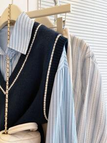 INAWLY 女士休闲撞色针织背心 - 彩色 - 查看 5