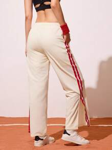 CourtClass 女式休闲每日评论家侧开衩抽绳腰运动裤 - 米色 - 查看 2