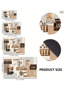 SHEIN 1件装咖啡机吸水沥水垫，台面餐具晾干垫，硅藻土厨房垫，咖啡印花晾干垫，可水洗防滑沥水垫 - 彩色 - 查看 3