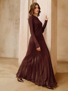 Anewsta Women's Sheer Organza Long Sleeve Dress, Stylish Design