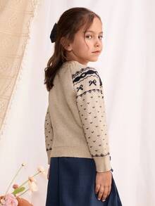 Blossori 女童法式优雅几何图案套头衫 - 彩色 - 查看 6