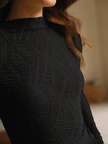 Anewsta Camiseta justa e elegante para mulheres que se deslocam diariamente - Preto - Ver 7