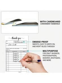 SHEIN 100 Pages/Thank You Receipt, White Yellow Two Copy Receipt, Invoice With Paper Pad - Brown - View 5