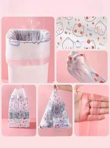 SHEIN 180个装垃圾袋抽绳防漏除臭重型小型垃圾袋适用于厨房浴室办公室汽车家庭节省空间超值装高强度多用途垃圾处理清洁用品无香型家居必需品 - 彩色 - 查看 5