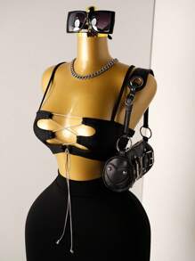 Mistrie Áo hai dây buộc trước gợi cảm, hở lưng cho nữ - màu đen - Xem 5