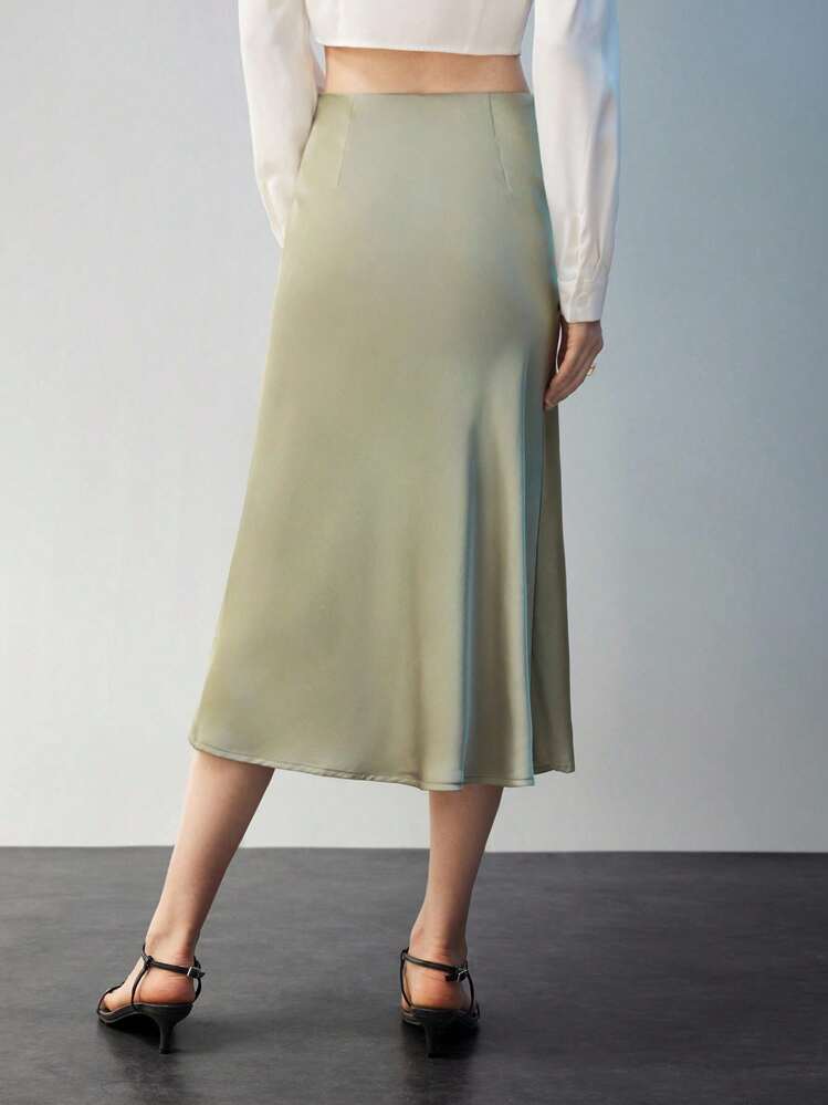 Maija 女士實色分叉式休閒裙 - 綠色 - 查看 4