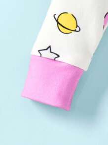 LE PETIT PRINCE X SHEIN Ensemble pyjama blanc à manches longues et pantalon, motif planète rose mignon, style décontracté pour bébé fille