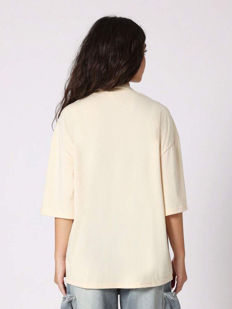 Oversized Boxy T-Shirt With Tonal Logo Embroidery