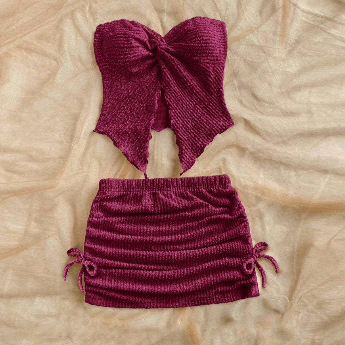 Conjunto de 2 piezas de top holgado y falda informal minimalista y cómoda con bajo asimétrico para niña preadolescente