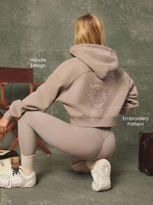 GLOWMODE X 哈利波特日常羊毛霍格沃茨柔软保暖轻盈宽松短款连帽卫衣日常休闲装 - 卡其色 - 查看 3