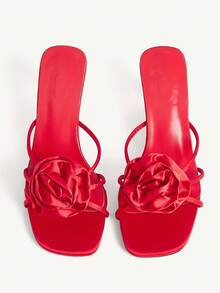 CUCCOO CHICEST Women's Fashionable Red Floral Elegant High Heel Sandals