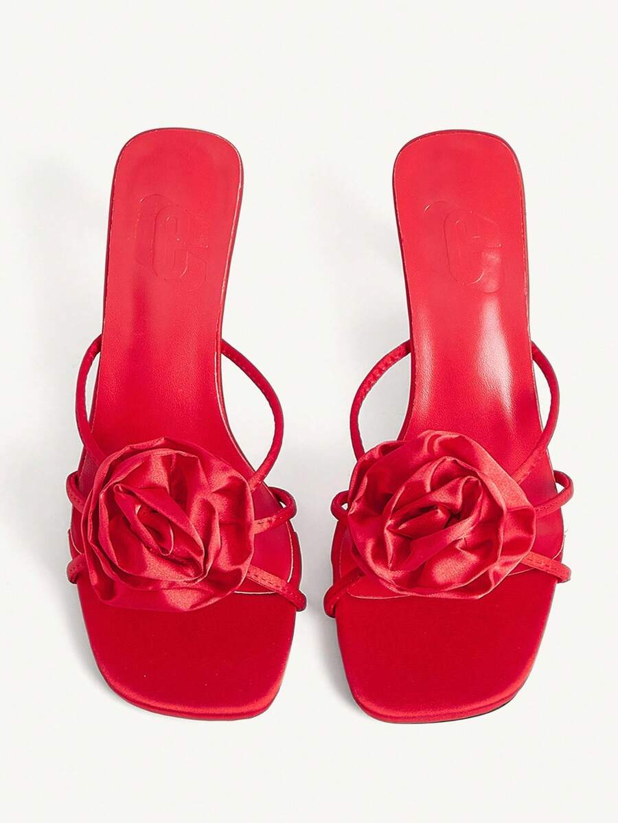 CUCCOO CHICEST Women's Fashionable Red Floral Elegant High Heel Sandals