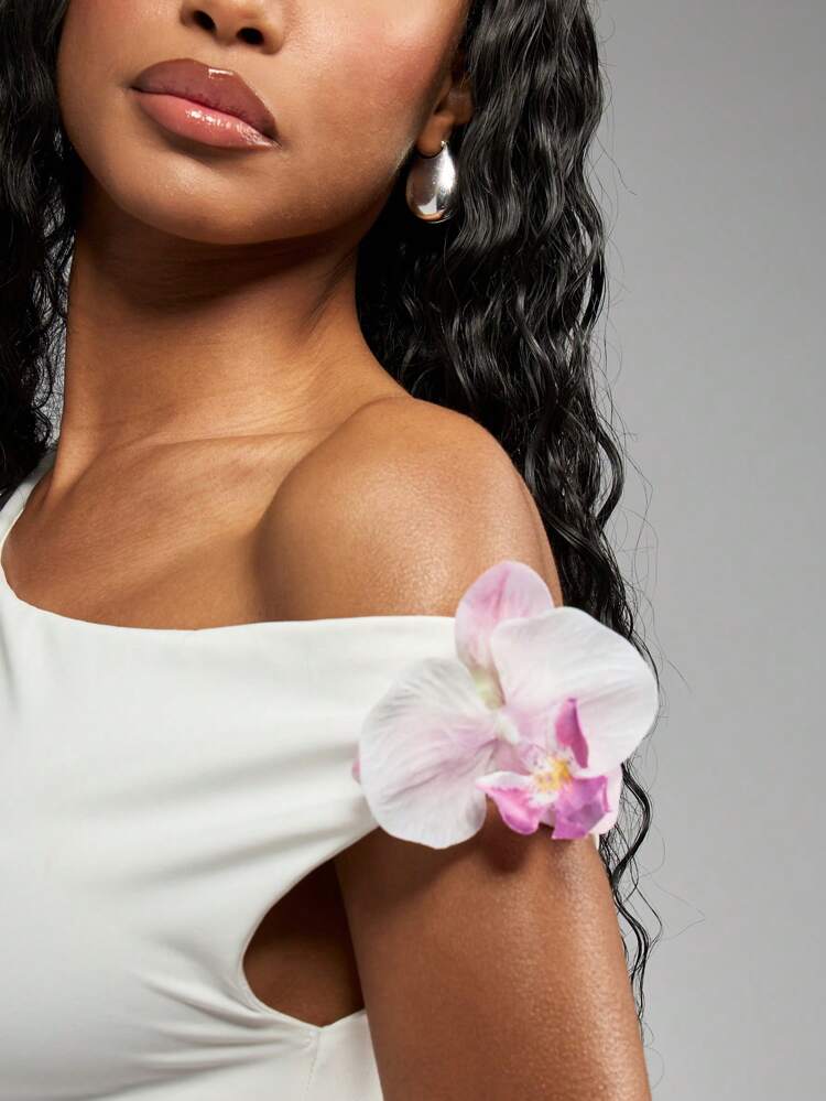 MISSGUIDED PLUS One Shoulder Mini Dress With Orchid Detail