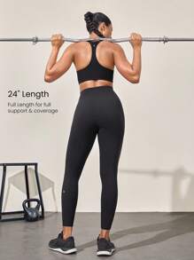 GLOWMODE 24 英寸 FeatherFit™-Sculpt 紧身防滑贴身收腹紧身裤带侧袋中等强度健身慢跑健身房训练