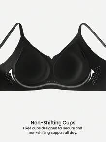 LUVLETTE Dream Curve Air 无线无缝透气透明 T 恤低胸隐形内衣黑色透气粘性基本尺寸自由文胸也适合青少年女孩和儿童 - 黑色 - 查看 6