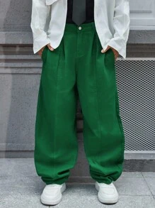 Manfinity EMRG Men's Street Fashion Green Loose Jeans Men's College Style Casual Urban Fashion - Green - View 1