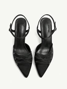 CUCCOO CHICEST Women's Pointed Toe Low Heel New Style Imitation Pearl Flower Decor Closed Toe High Heel Pumps - Black - View 10