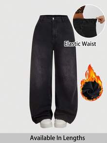 SHEIN Tall CURVE Große Größen Herbst Winter Rückkehr zur Schule Homecoming Halloween Weihnachten Y2K süße Streetwear Goth Grunge Techno Geburtstag Nacht Ausgehen Club Jeans - Schwarz - Übersicht 8