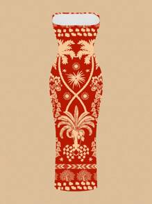 SHEIN SXY 女士休闲花卉印花紧身连衣裙，适合夏季度假 - 彩色 - 查看 4