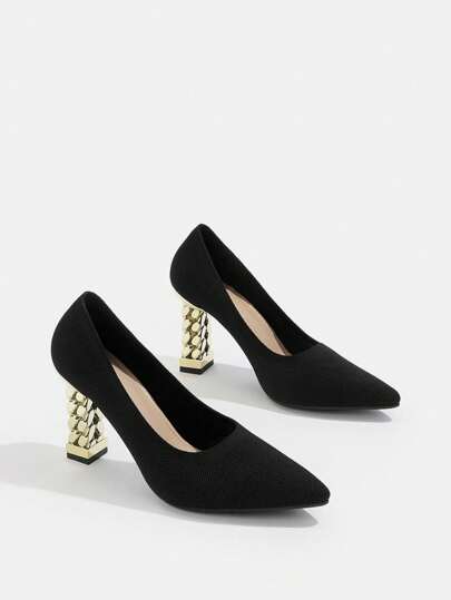 CUCCOO BIZCHIC Zapatos de mujer Moda Punta versátil Esculturales Tacones negros Zapatos de vacaciones Rebajas de verano Tacones elegantes Zapatos de regreso a la escuela Zapatos de estudiante universitario Elegantes básicos Casual de negocios Chic de negocios Navidad Otoño Año Nuevo Fiesta