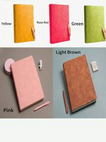 SHEIN A4 Notebook Inside Horizontal Line Book, Postgraduate Entrance Exam Large Code Notepad, Imitation Leather Soft Book Diary, 200 Pages Of Business Office Study Notebook - Multicolor - View 12