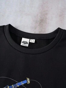 Batwheels X SHEIN Tween Boy Casual Everyday Car Print Crew Neck Sweatshirt Boys Sweatshirts Graphic Sweatshirts Graphic Hoodies Boys Race Car Clothes Car Graphic Sweatshirt