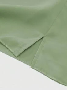 GlowEve Women's Solid Color V-Neck Cap Sleeve Shirt And Pants Elegant Suit - Green - View 8