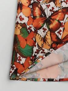 EMERY ROSE Vestido largo de mujer de estilo casual de verano con estampado de mariposas y cuello con muesca sin mangas - Beis - Ver 6