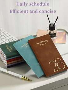 SHEIN 1pc A6 2026 Planner Notebook, Portable Schedule Notebook, 365-Day Time Management Notebook, Weekly & Daily Planning, Journal, Back To School/Start Of School Year Gift