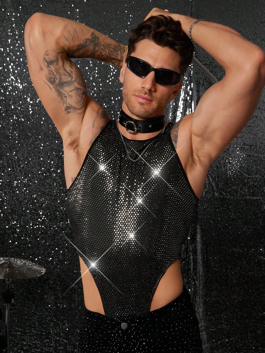 FeverCity 男士针织时尚休闲紧身连体裤 - 黑色 - 查看 1