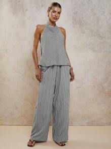 COSMINA 女士优雅度假条纹露背两件套，春夏