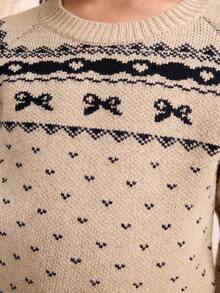 Blossori 女童法式优雅几何图案套头衫 - 彩色 - 查看 7