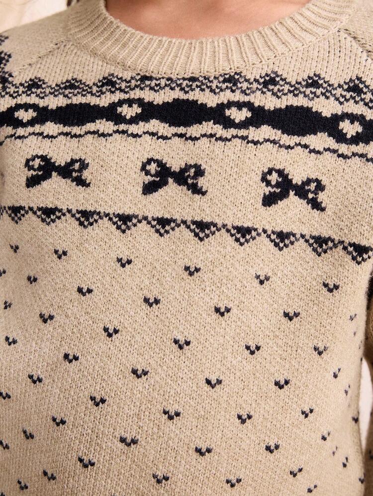 Blossori 女童法式优雅几何图案套头衫 - 彩色 - 查看 7