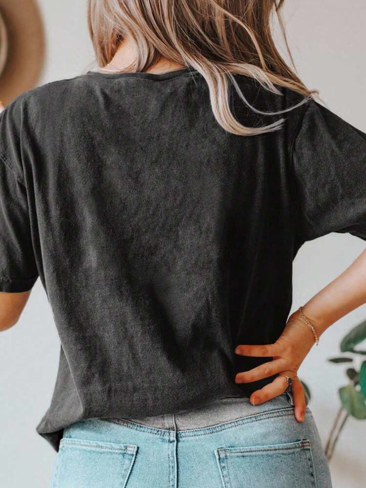 SHEIN LUNE Camiseta de primavera para mujer, ropa de resort, primavera - Gris - Añade 2
