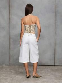 TypaGal This Halter Plaid Top With Lace Trim Blends Sweet And Rebellious. Pair It With Low-Rise Jeans For A Punk-Meets-Streetwear Energy Straight Out Of The Grunge Y2k Era. - Multicolor - View 2