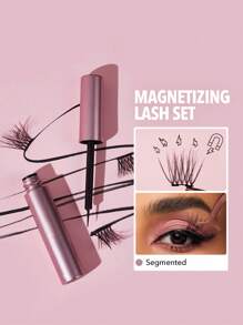 SHEGLAM 磁力眼妆性感分段睫毛+眼线笔套装磁性睫毛和眼线笔套装无胶速干易卸眼线笔睫毛延长眼妆假睫毛工具冬季睫毛套装 - 黑色 - 查看 2