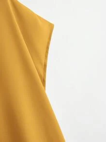 EMERY ROSE Áo sơ mi Plus Size Cao thấp màu trơn Giải trí - Màu Mù tạt vàng - Xem 5