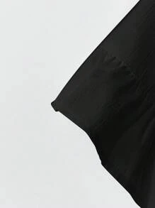 EMERY ROSE Set de 2 piezas de talla grande, camiseta de manga corta casual simple y pantalones largos, adecuado para el verano - Negro - Ver 5