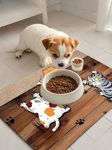 SHEIN 1pc Cat Climbing Wall Print Pet Feeding Mat, Easy To Clean Pet Bowl Mat, Dog Cat Cage Pad,Suitable For All Seasons - Multicolor - View 4