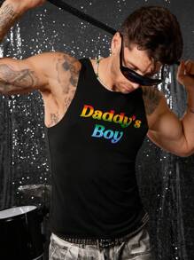 FeverCity Áo ba lỗ in hình "DADDY'S BOY" thường ngày cho nam của Fever City, mùa hè - màu đen - Xem 2