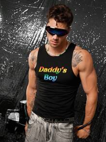 FeverCity Áo ba lỗ in hình "DADDY'S BOY" thường ngày cho nam của Fever City, mùa hè - màu đen - Xem 1