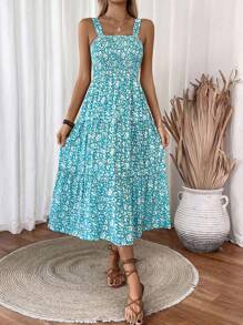 Breezaya Vacation Casual Ditsy Floral Camisole Dress - Blue - View 5