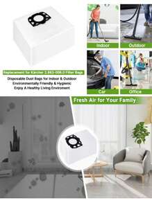 1/5/10pcs Compatible With Karche Dust Bag WD4 Vacuum Cleaner Dust Bag Filter Bag Sweeping Machine Accessories - White - View 2