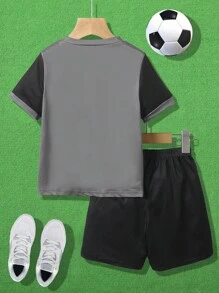 2pcs/Set Young Boy's Summer Fitness, Running, Outdoor Sports, Casual Soccer Training Outfit, Back To School Season