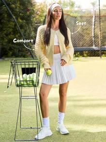 SHEIN Unity Women's Casual Solid Color Cardigan, Versatile Daily Wear,Autumn Clothes,Butter Yellow - Yellow - View 3